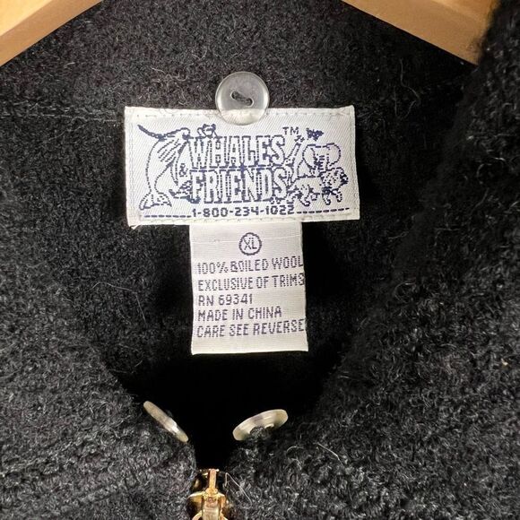 Vintage 90s 100% Boiled Wool Cat & Mouse Vest Black Women’s XL RARE! - Picture 4 of 11